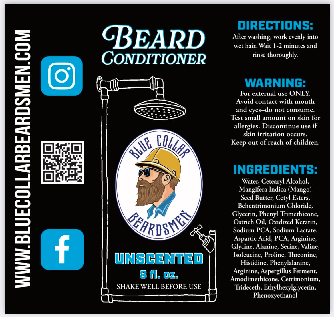 Blue Collar Beardsmen Unscented Beard Conditioner Bottle